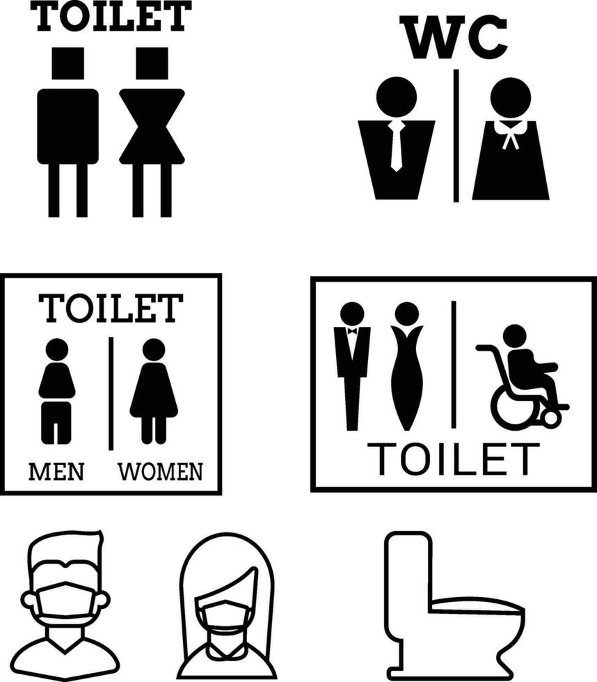 toilet icoon vector illustratie. meisjes en jongens toiletten teken en symbool. badkamer teken. wc