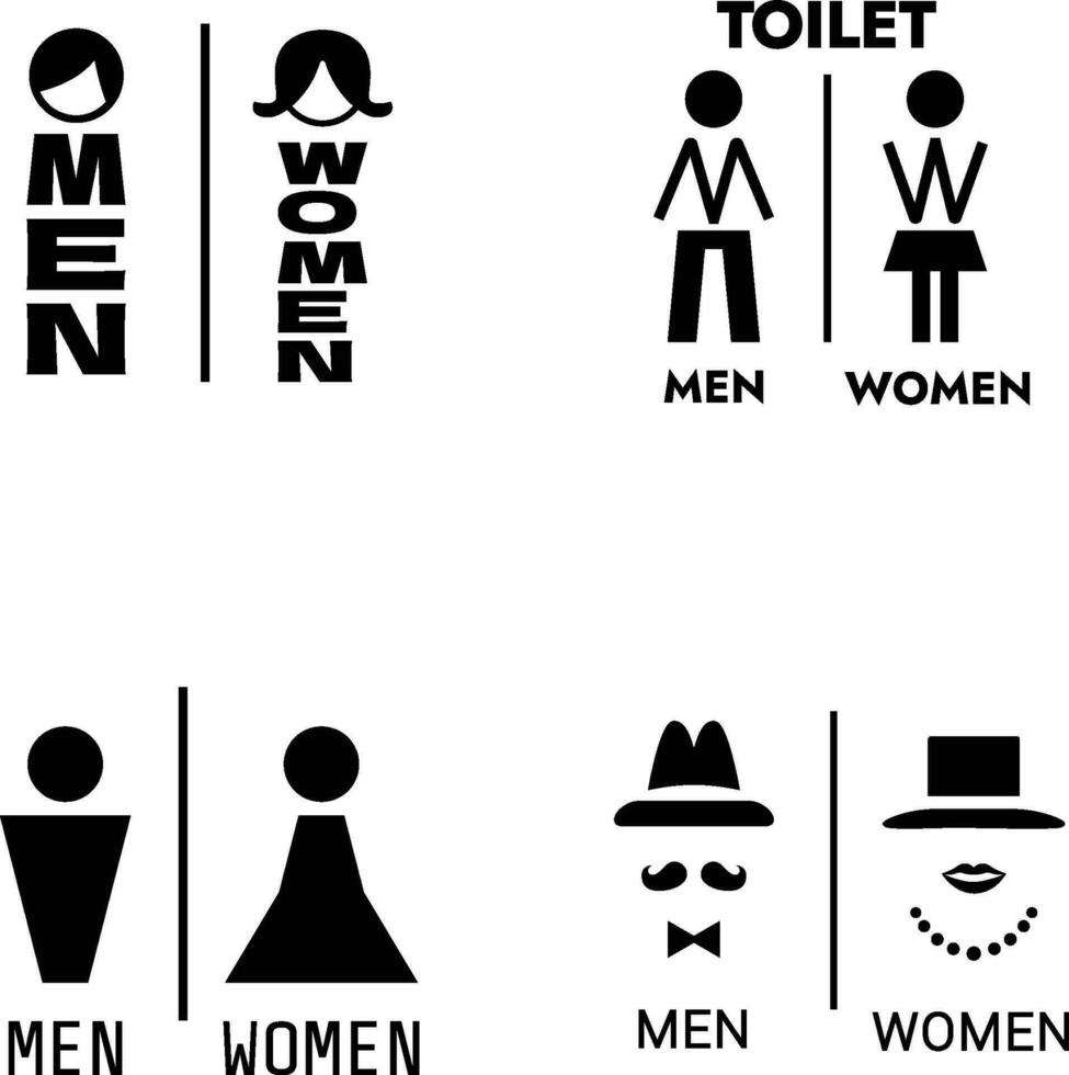 toilet icoon vector illustratie. meisjes en jongens toiletten teken en symbool. badkamer teken. wc