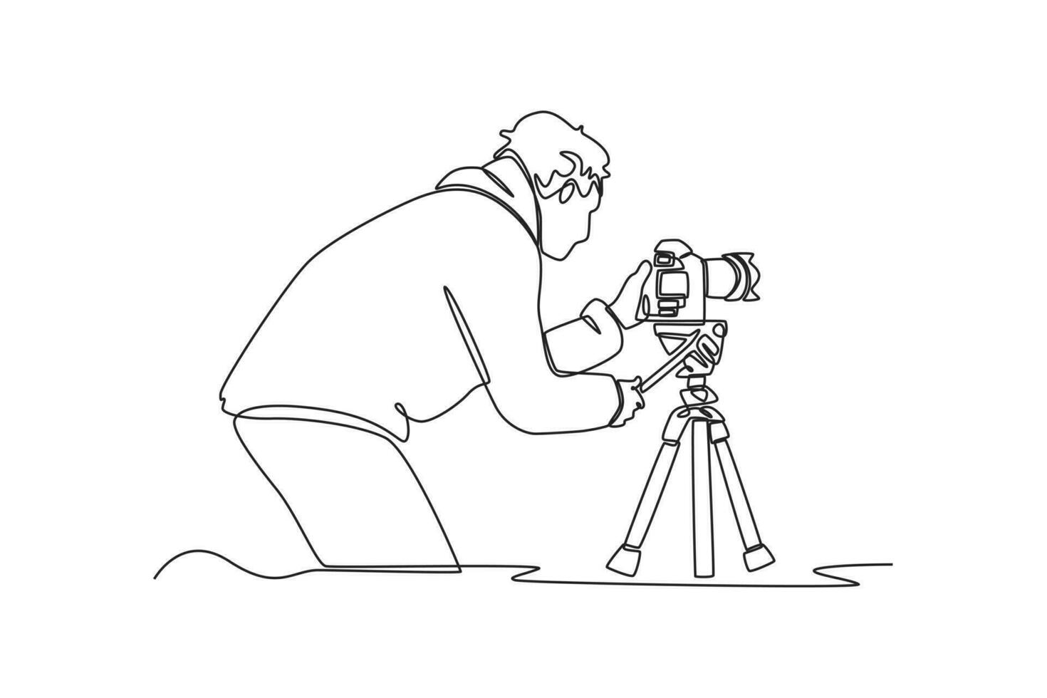 single een lijn tekening fotograaf met camera. wereld fotografie dag concept. doorlopend lijn trek ontwerp grafisch vector illustratie.