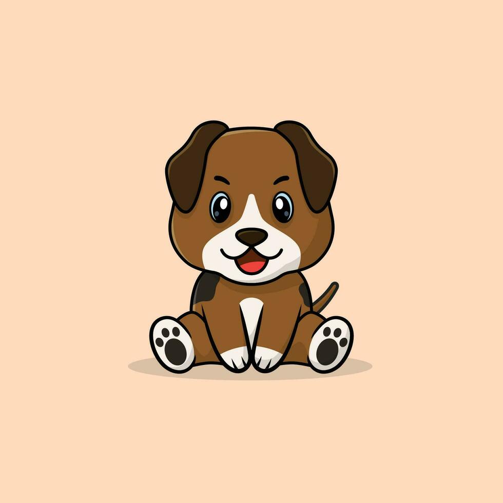 vector schattig baby mopshond hond tekenfilm zittend icoon illustratie.