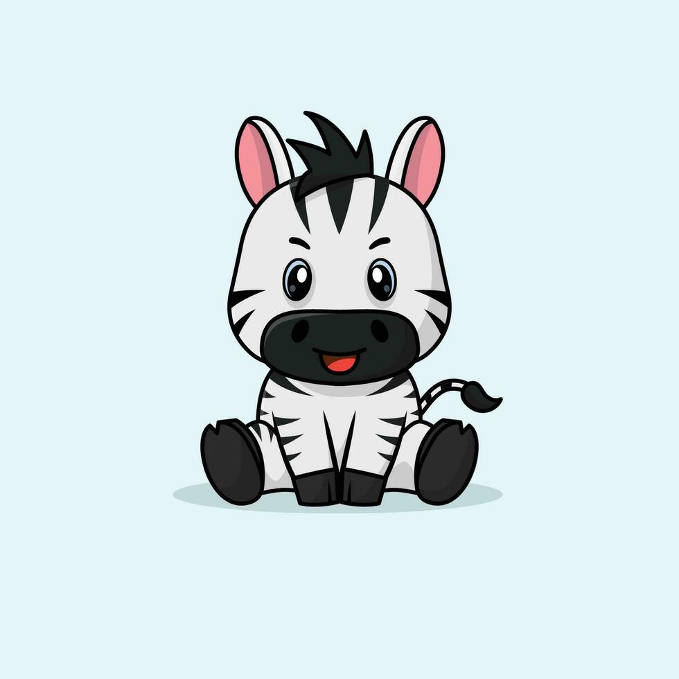 vector schattig baby zebra tekenfilm zittend icoon illustratie.