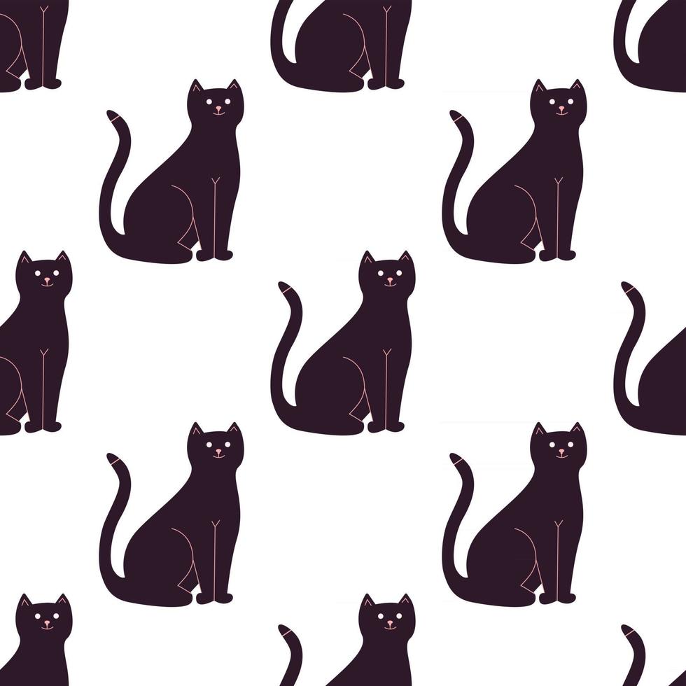 schattige cartoon zwarte kat vectorillustratie vector