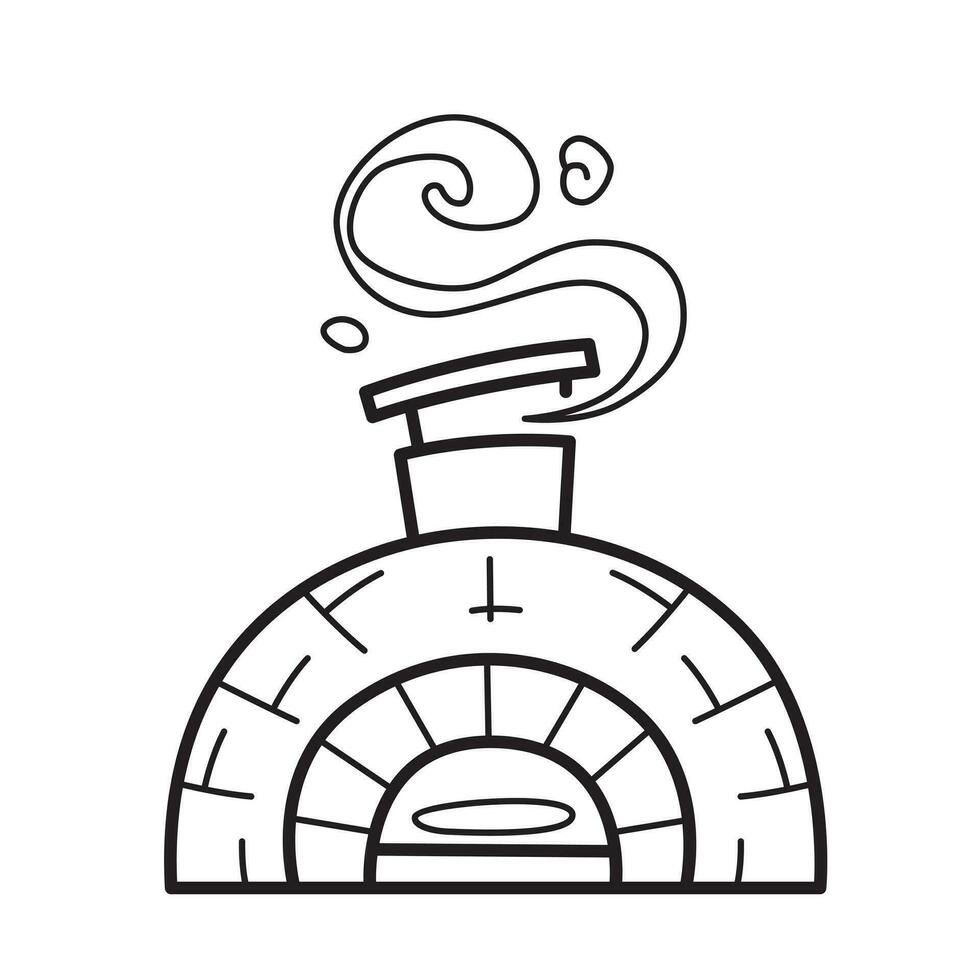 antiek pizza oven tekening, vector