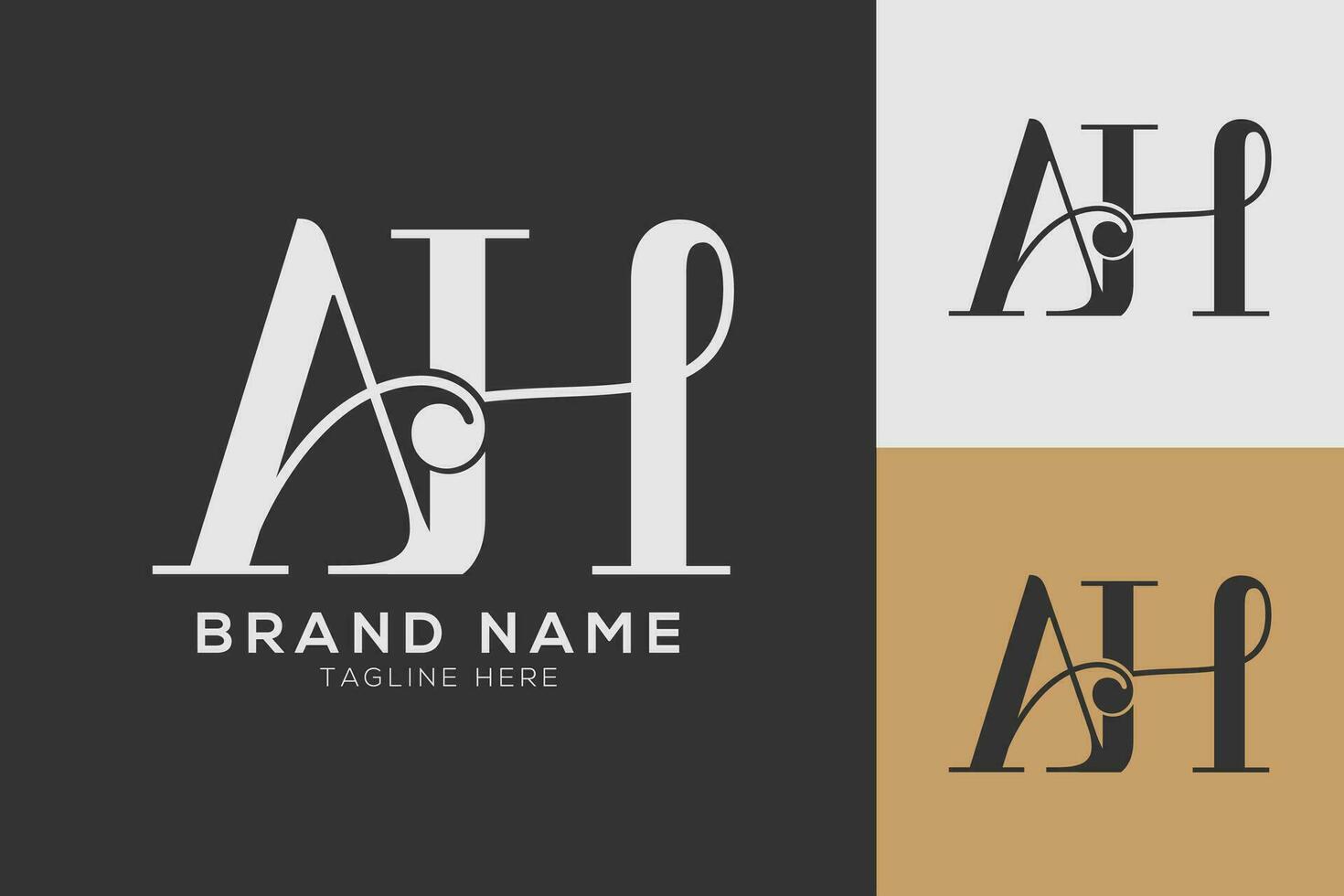 Ah brief gecombineerd logo ontwerp monogram vector illustratie