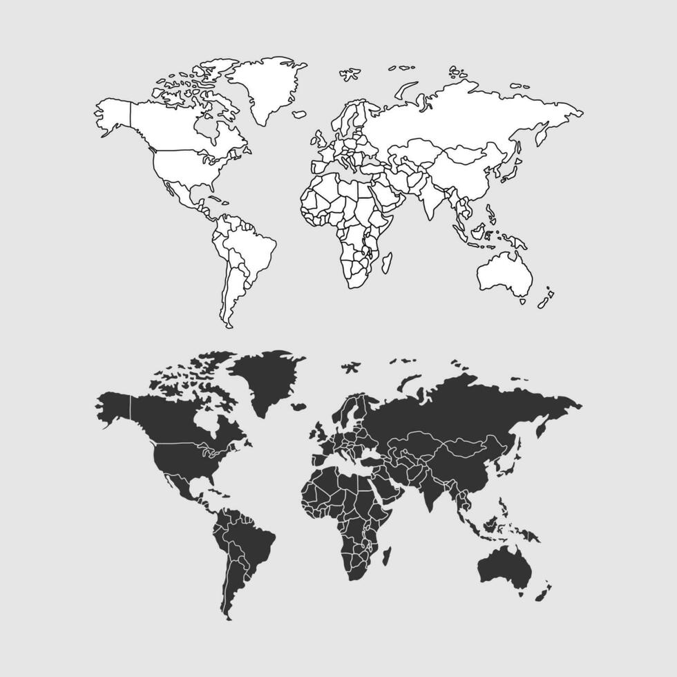 aarde kaart set. aardrijkskunde symbool vector illustratie.