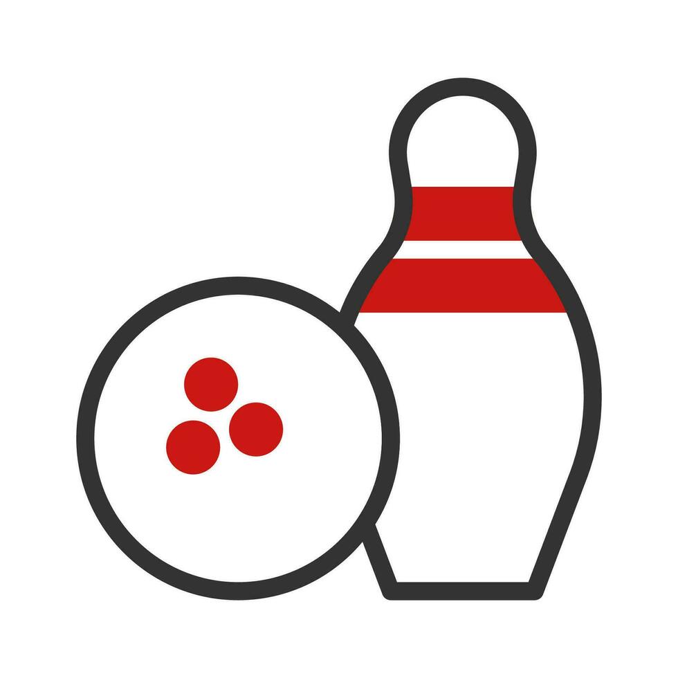 bowling icoon duotoon rood zwart kleur sport symbool illustratie. vector