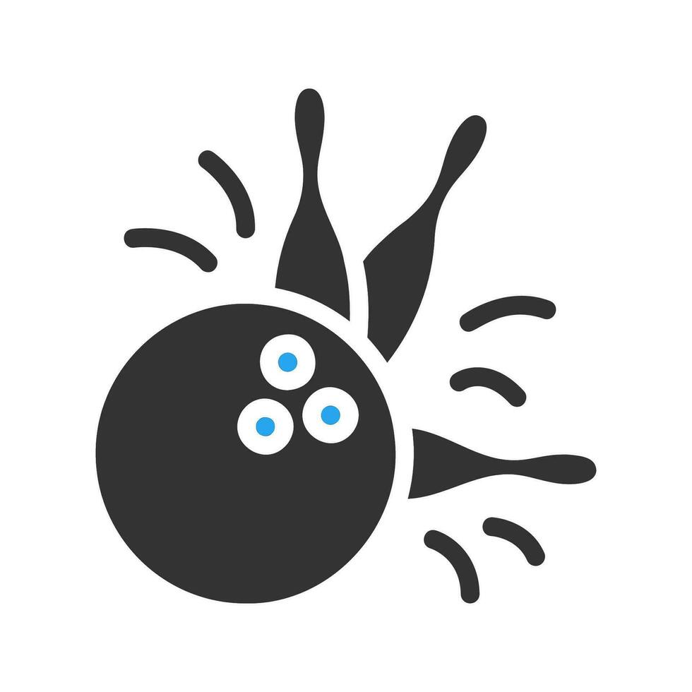 bowling icoon solide blauw zwart kleur sport symbool illustratie. vector