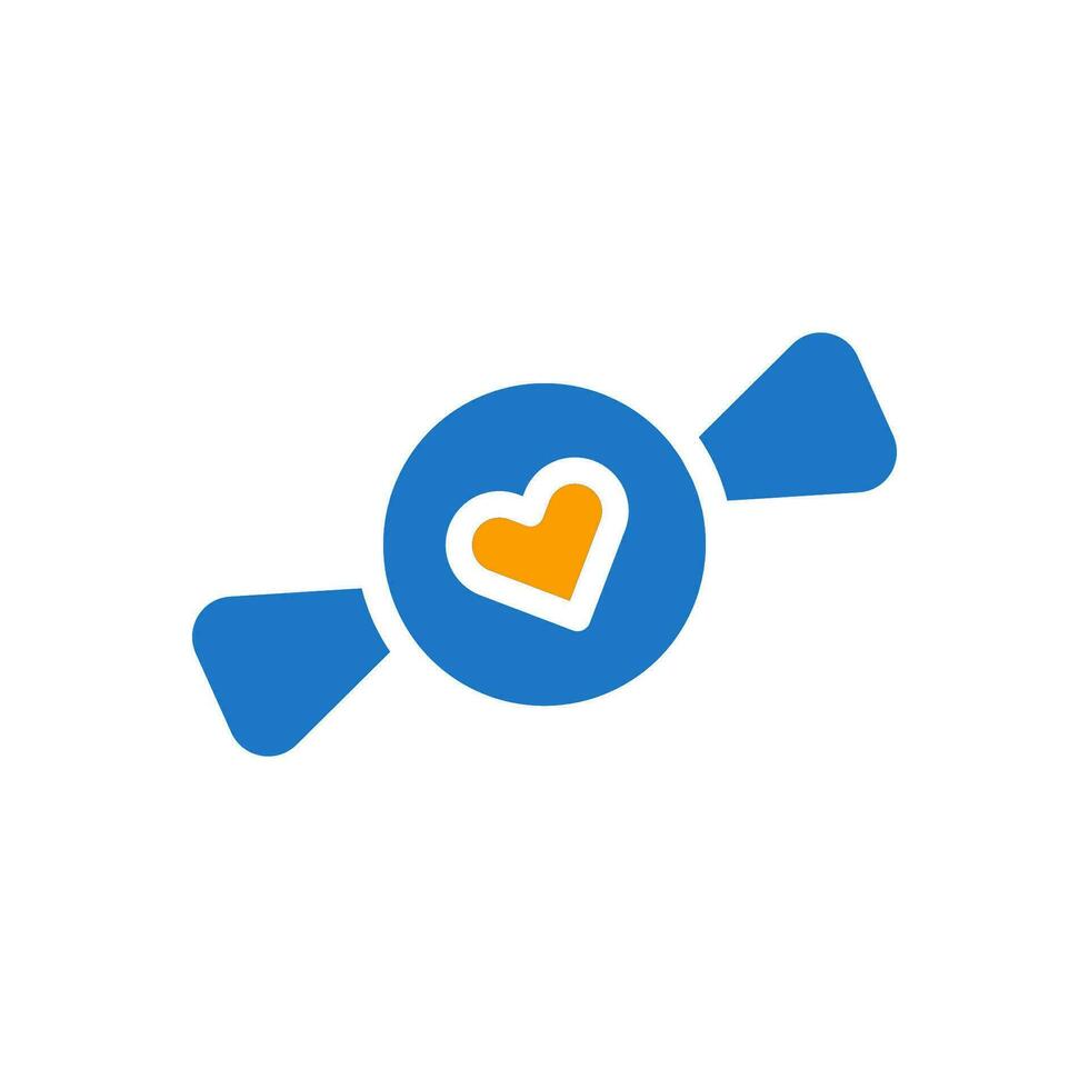 snoep liefde icoon solide blauw oranje stijl Valentijn illustratie symbool perfect. vector