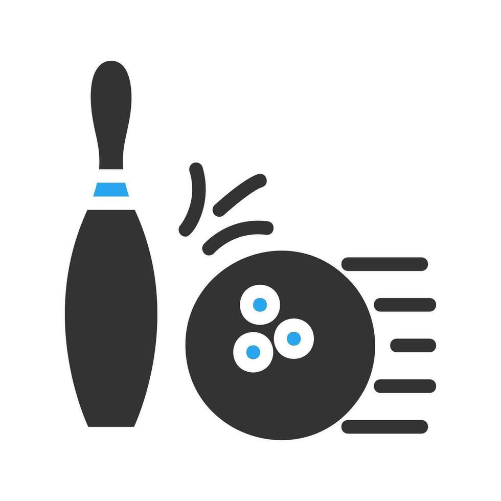 bowling icoon solide blauw zwart kleur sport symbool illustratie. vector