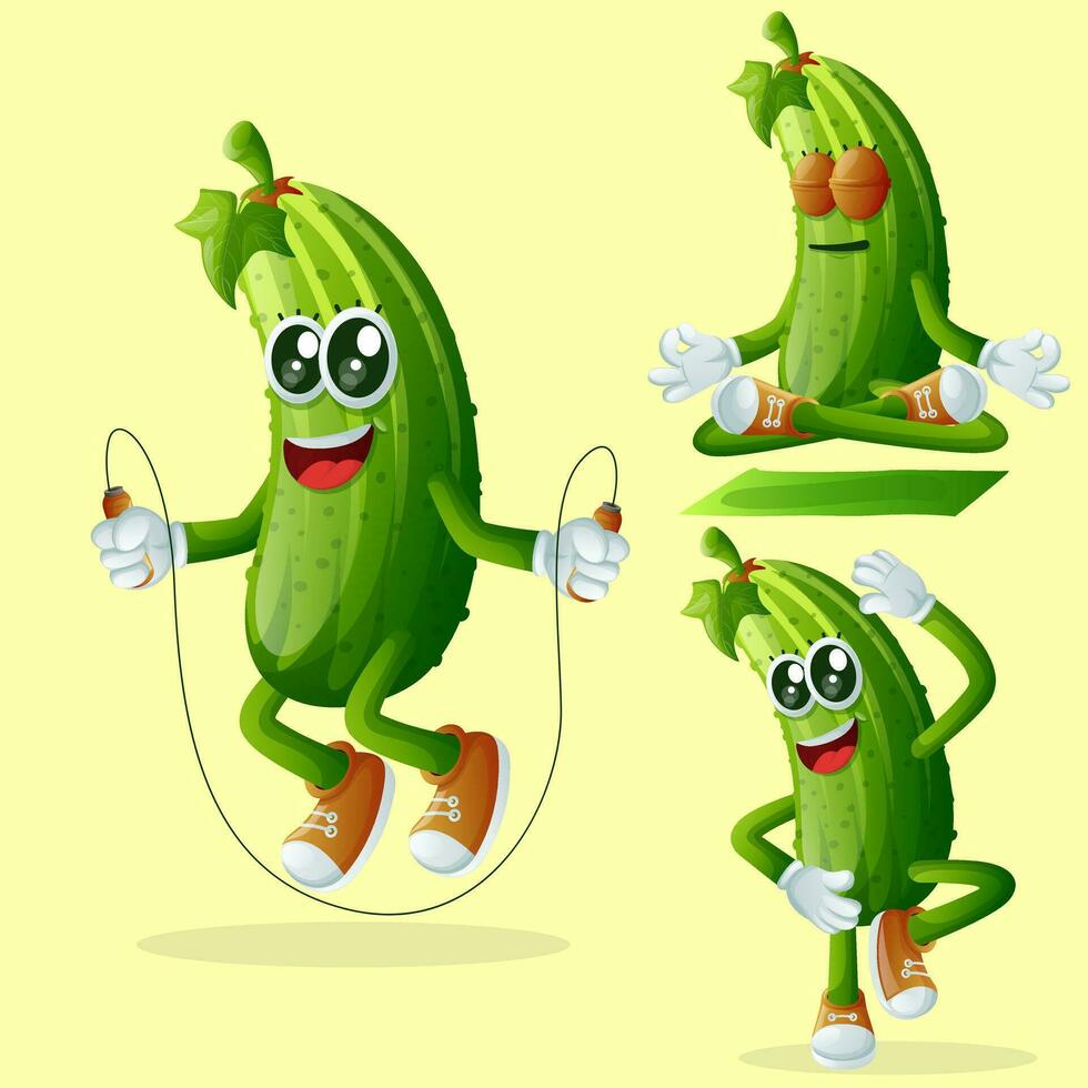 schattig komkommer tekens oefenen vector