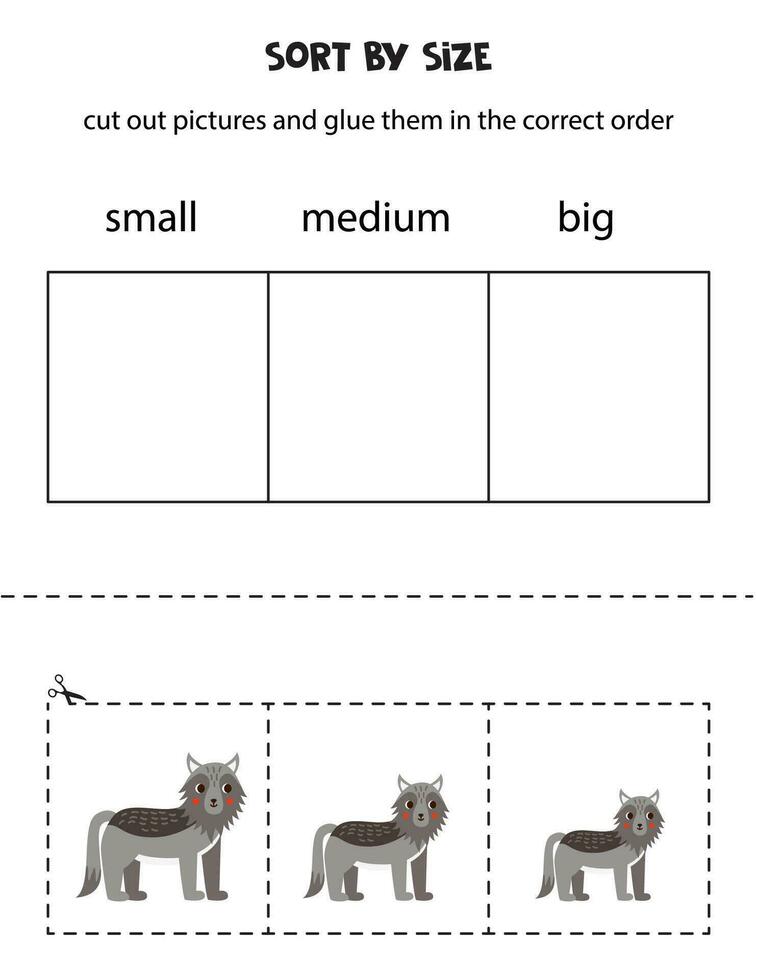 soort schattig wolven door maat. leerzaam werkblad voor kinderen. vector