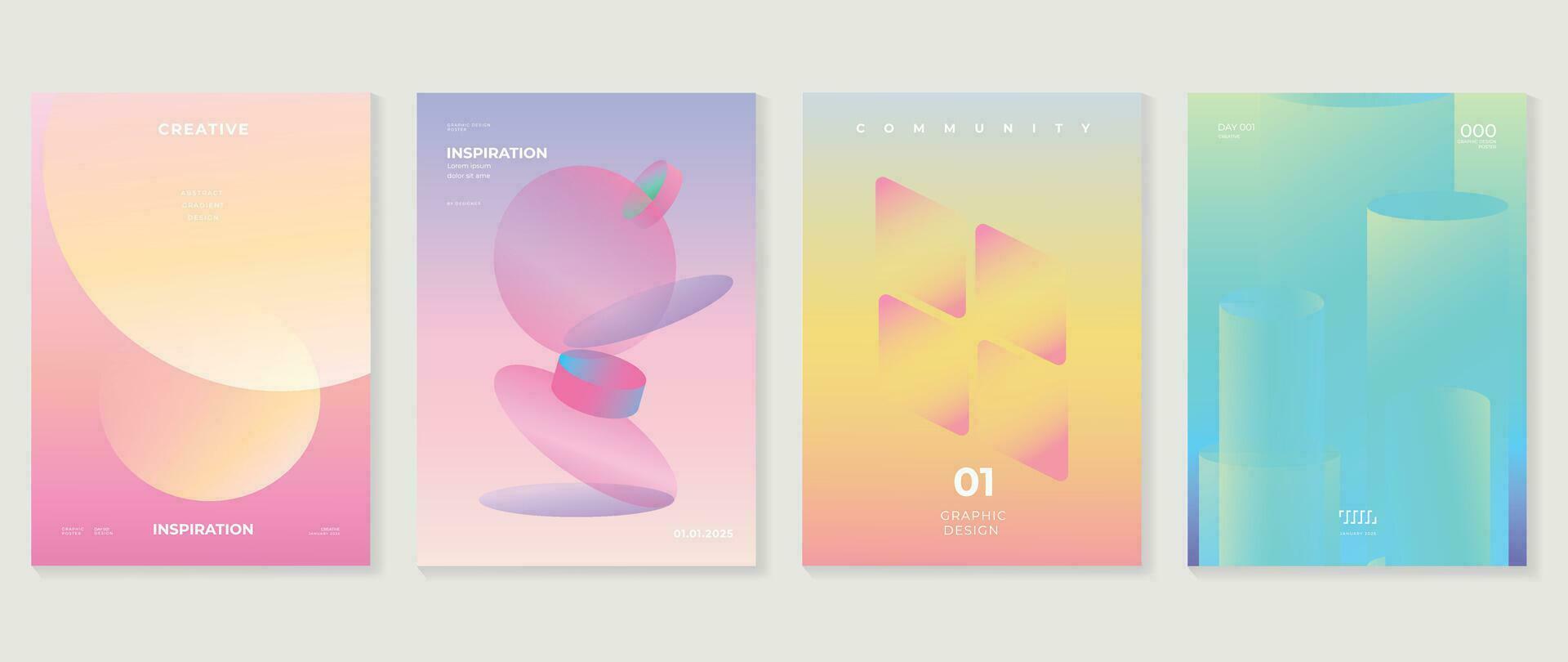 helling banier ontwerp achtergrond. abstract helling grafisch met pastel, 3d, meetkundig vorm geven aan, prisma. futuristische bedrijf kaarten verzameling illustratie voor folder, brochure, uitnodiging, sociaal media. vector