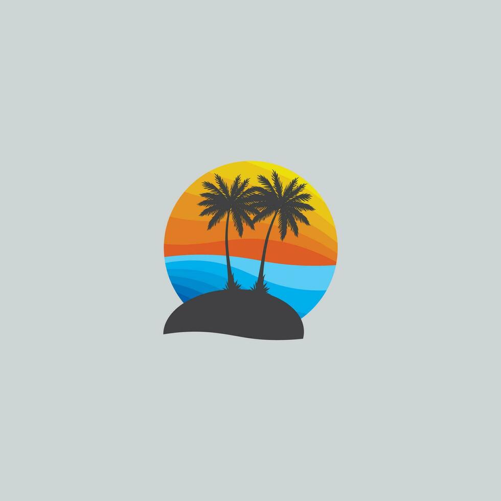 vector illustratie van een strand in een minimalistisch ontwerp.