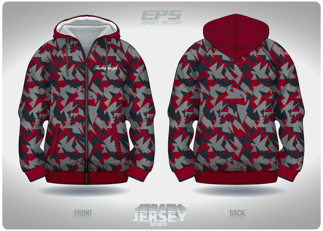 eps Jersey sport- overhemd vector.roodachtig grijs camouflage patroon ontwerp, illustratie, textiel achtergrond voor sport- lang mouw capuchon vector