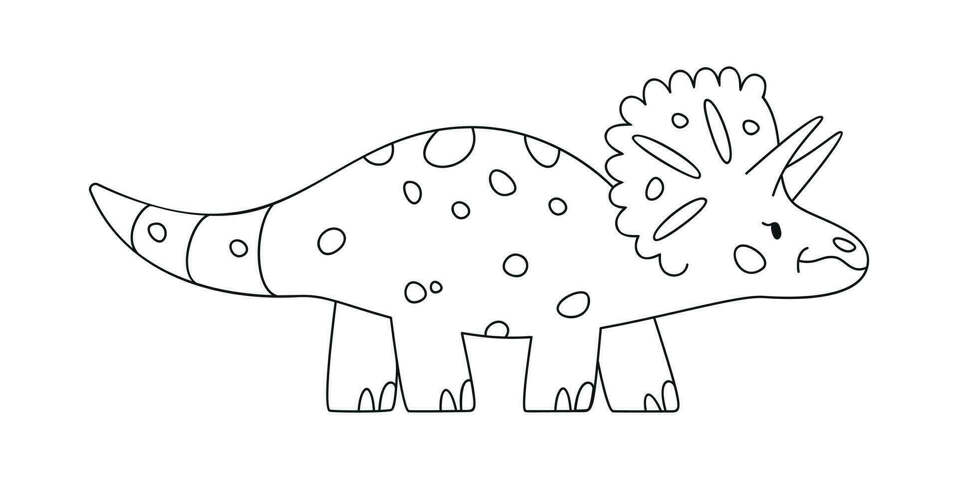 hand- getrokken lineair vector illustratie van triceratops dinosaurus