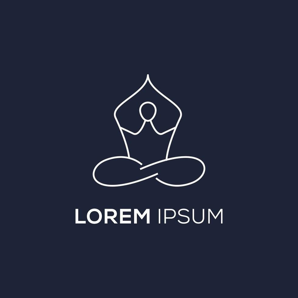 minimalistische yoga poses menselijk lijn kunst logo ontwerp concept. yoga meditatie logo illustratie vector. vector