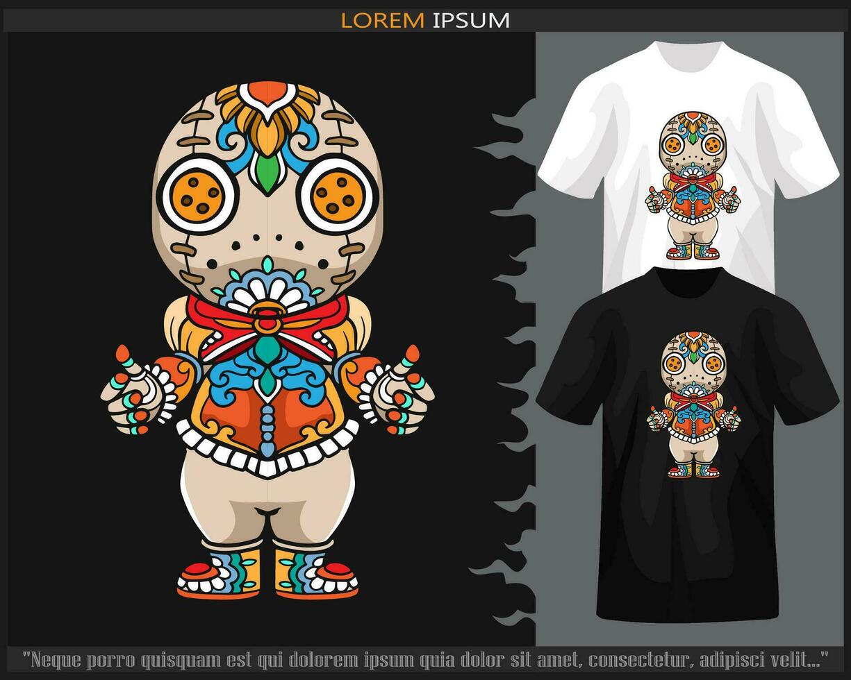kleurrijk voodoo mandala kunsten geïsoleerd Aan zwart en wit t shirt. vector