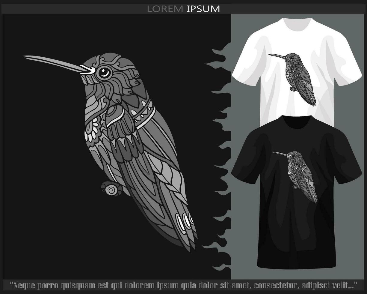 monochroom neuriën vogel mandala kunsten geïsoleerd Aan zwart en wit t shirt. vector