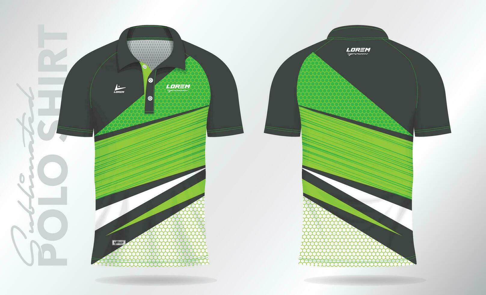 zwart groen sublimatie polo overhemd mockup sjabloon ontwerp voor badminton Jersey, tennis, voetbal, Amerikaans voetbal of sport uniform vector