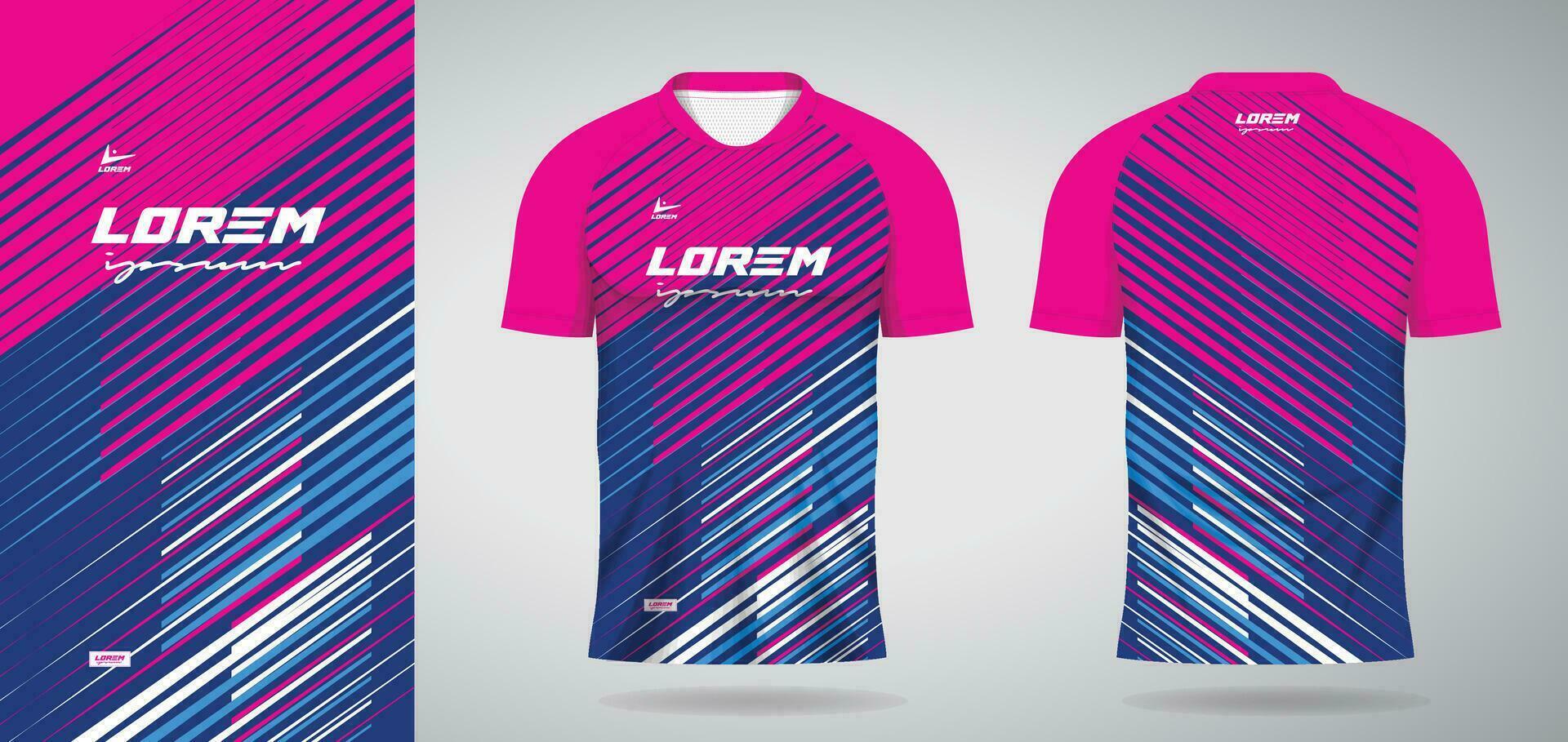 blauw roze sport- Jersey sjabloon voor voetbal uniform overhemd ontwerp vector