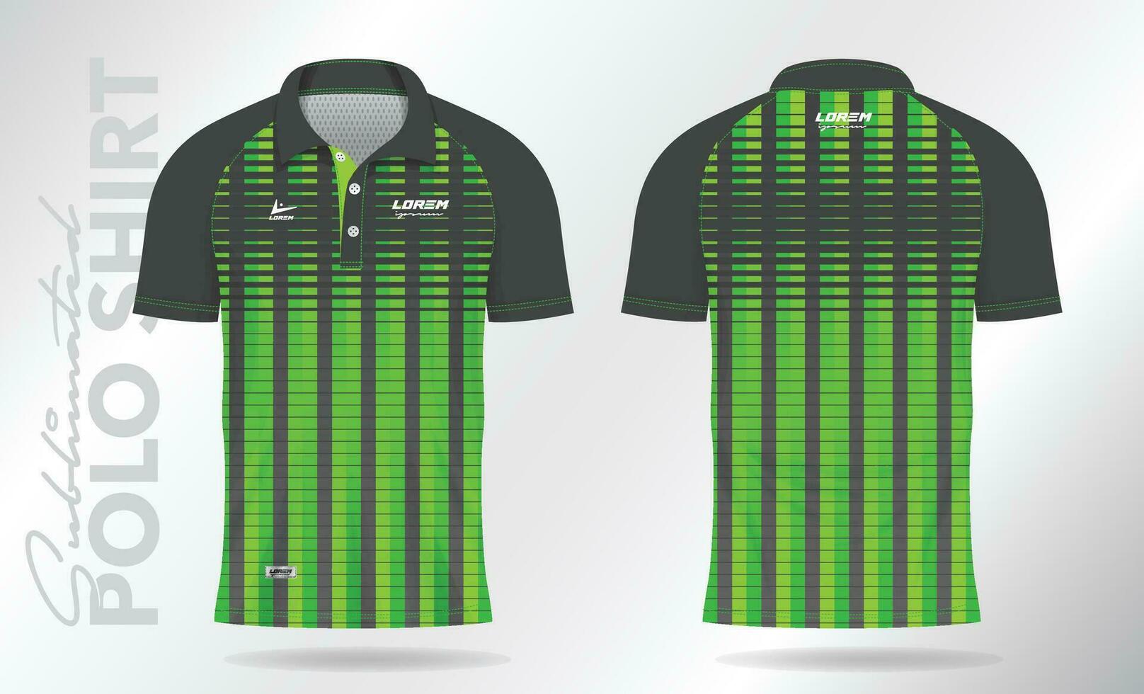 zwart groen sublimatie polo overhemd mockup sjabloon ontwerp voor badminton Jersey, tennis, voetbal, Amerikaans voetbal of sport uniform vector