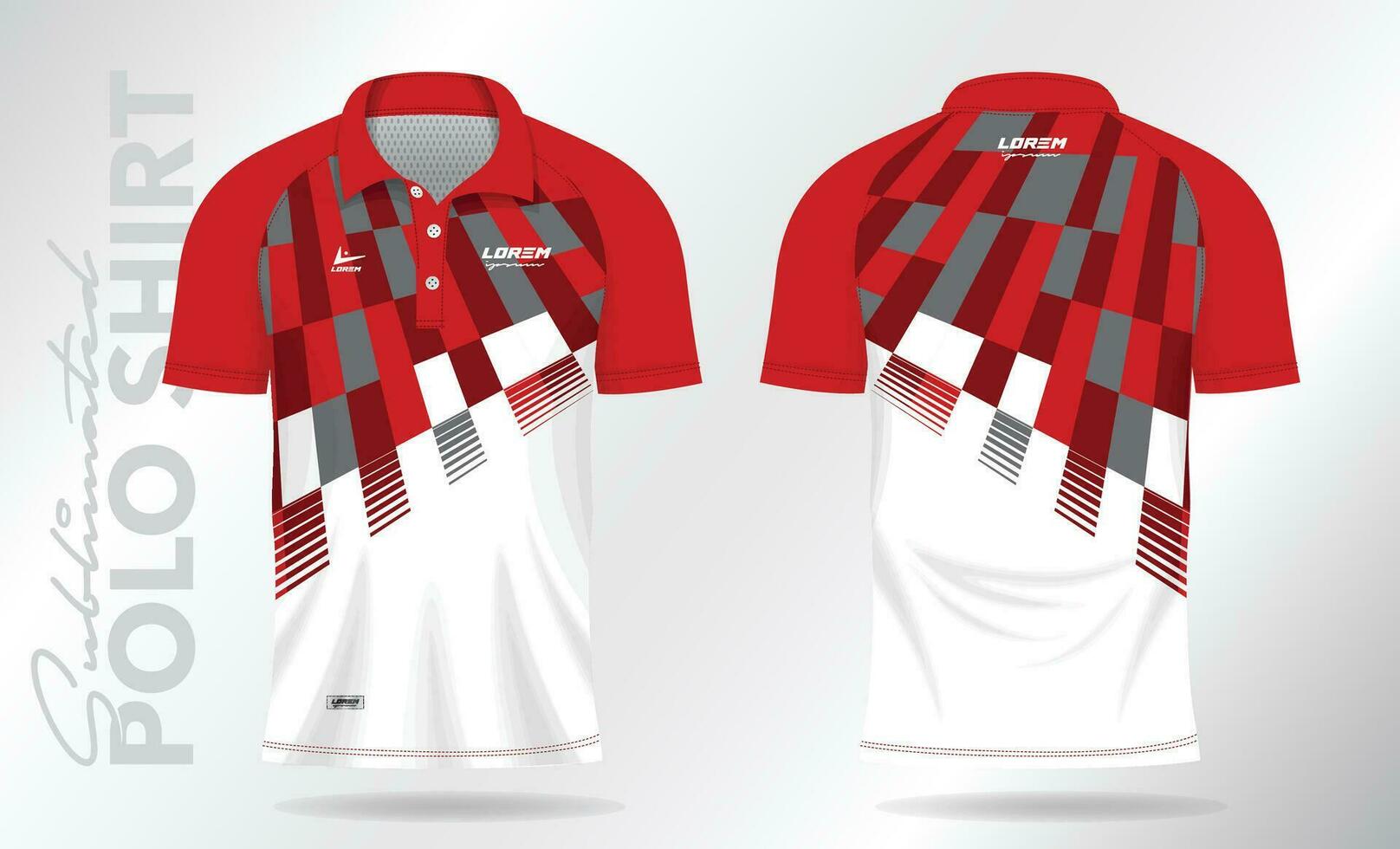 rood sublimatie polo overhemd mockup sjabloon ontwerp voor badminton Jersey, tennis, voetbal, Amerikaans voetbal of sport uniform vector