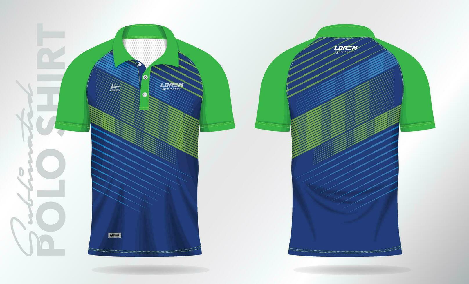 blauw groen sublimatie polo overhemd mockup sjabloon ontwerp voor badminton Jersey, tennis, voetbal, Amerikaans voetbal of sport uniform vector