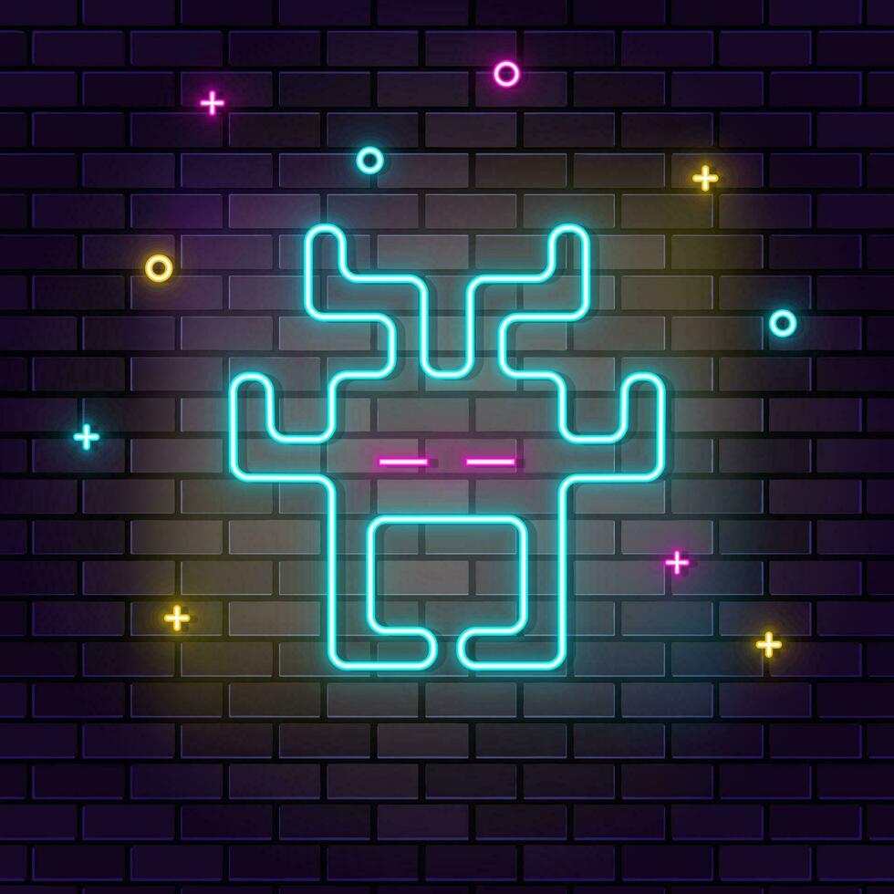 buitenaardse wezens speelhal retro neon Aan muur. donker achtergrond steen muur neon icoon. vector