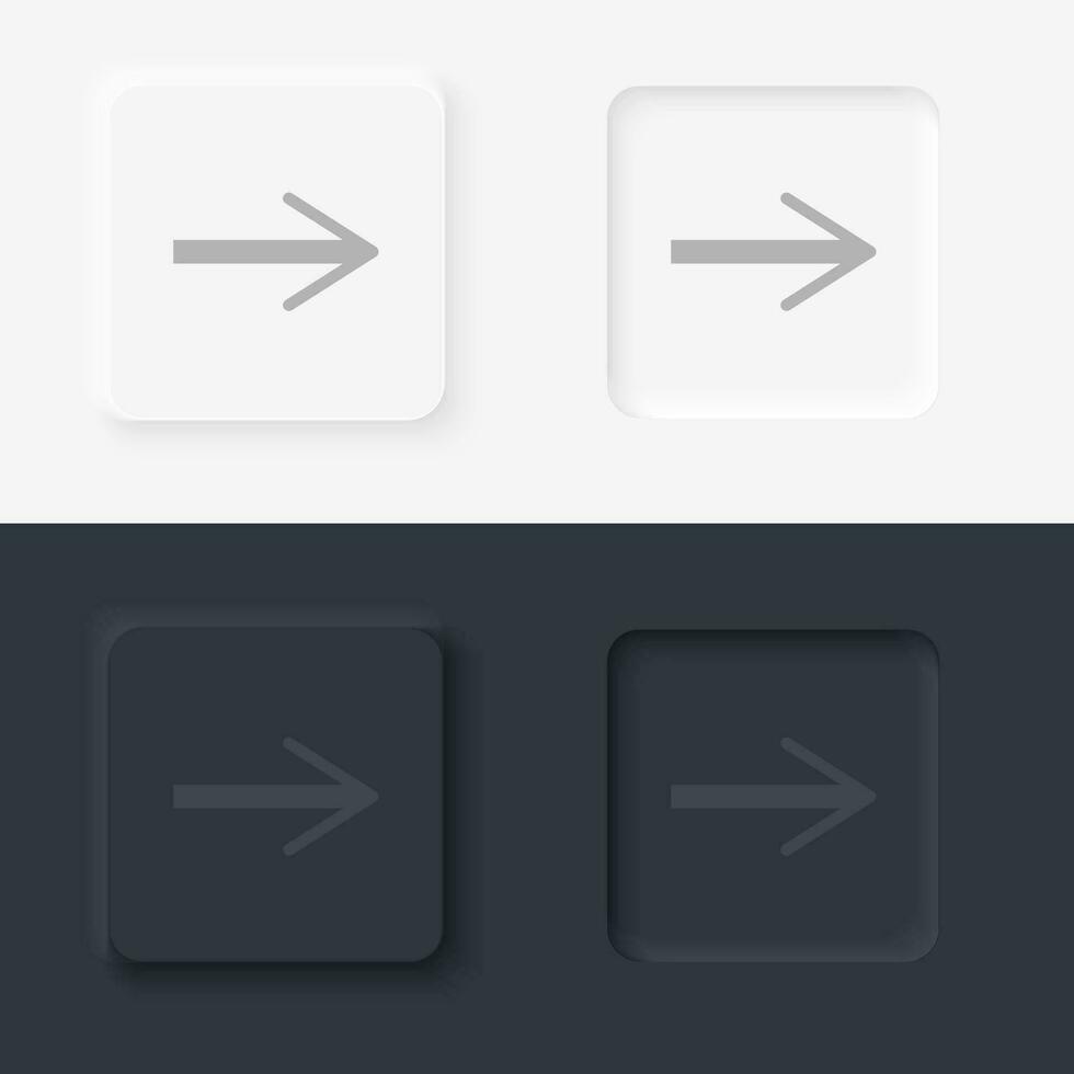 pijl vector icoon, neumorf stijl pijl knop vector icoon Aan zwart en wit achtergrond reeks