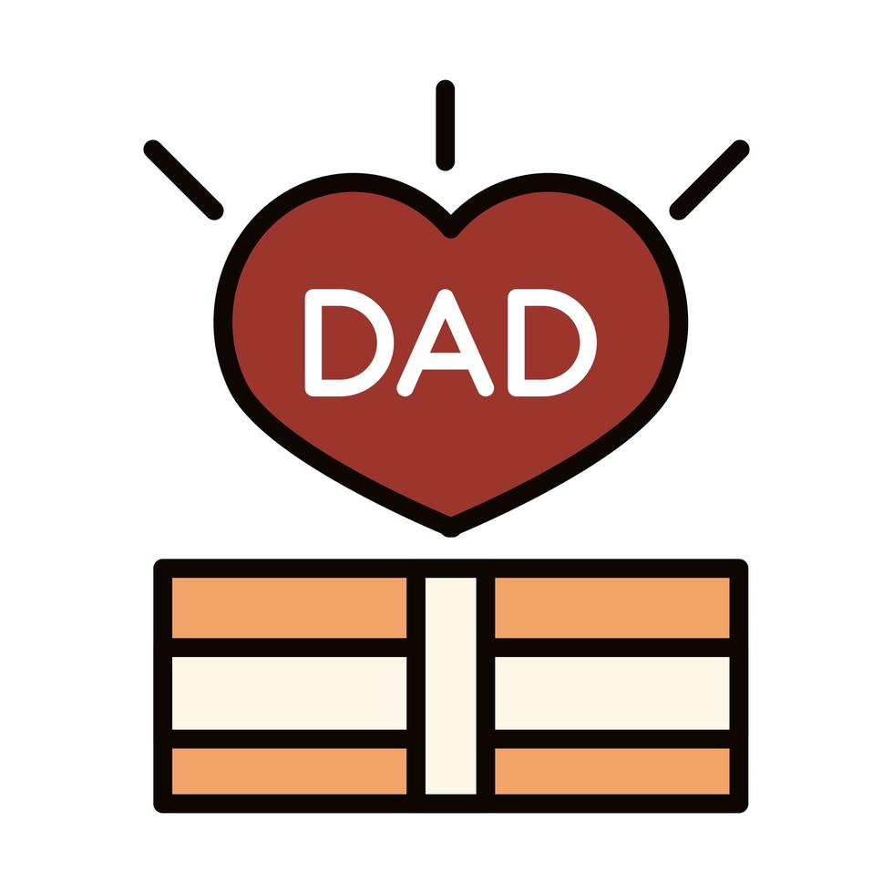 gelukkige vaders dag geschenkdoos met hart liefde viering lijn en vul icoon vector