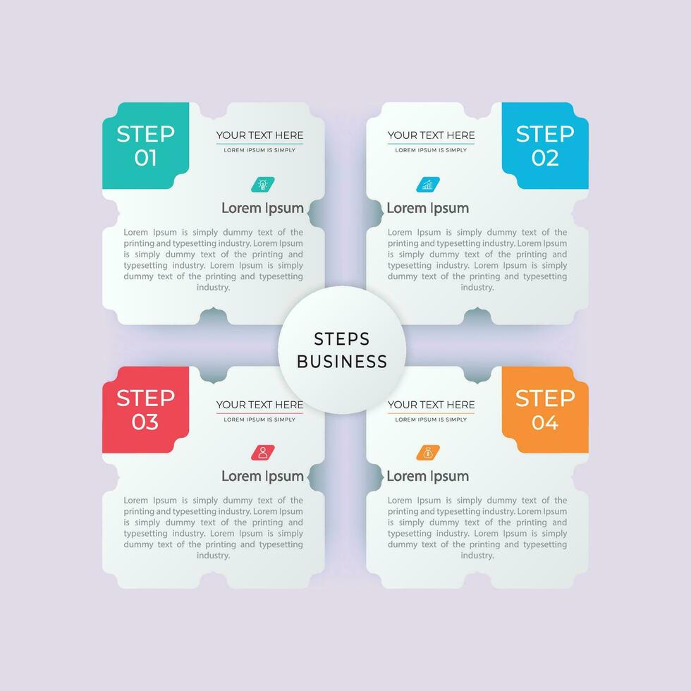 4 stappen bedrijf infographics sjabloon ontwerp vector