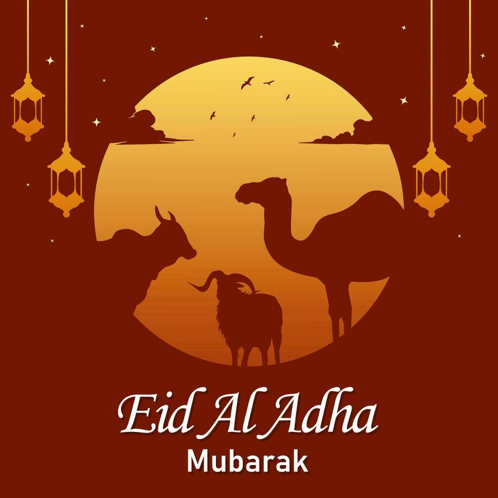 eid al adha mubarak groet plein achtergrond vector