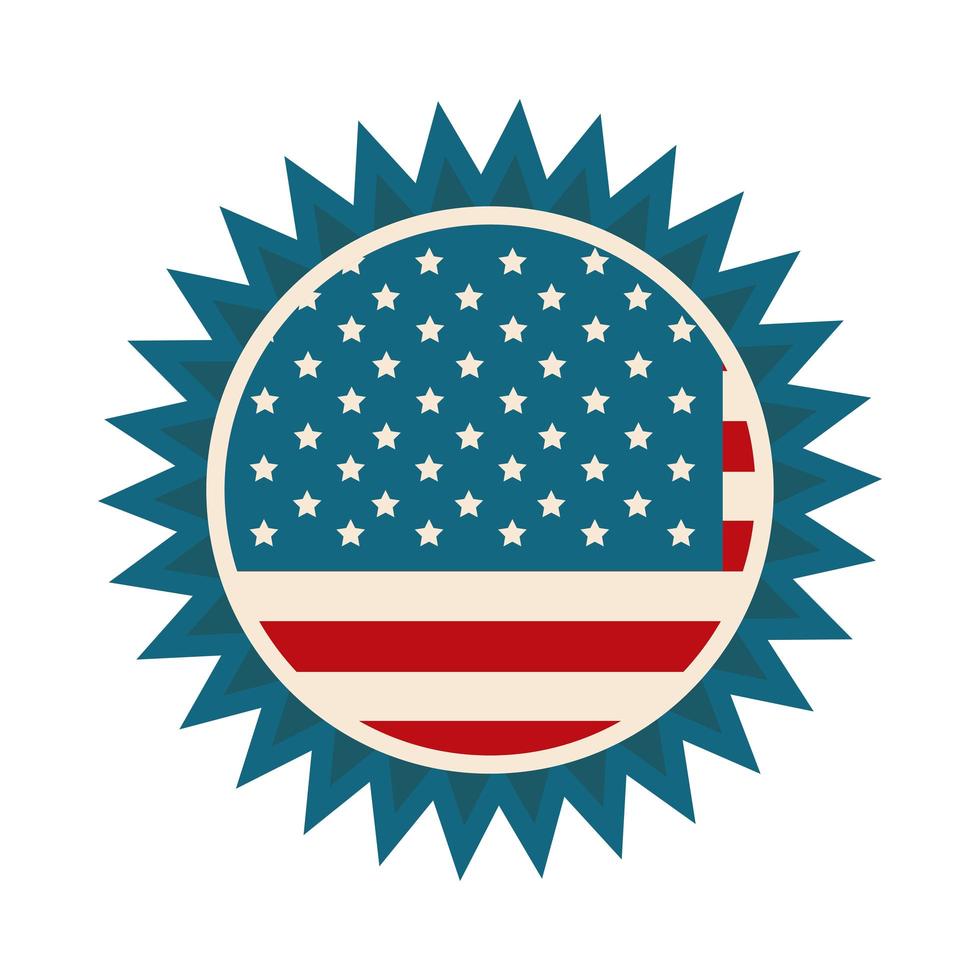 gelukkige dag van de onafhankelijkheid Amerikaanse vlag badge grens decoratie vlakke stijlicoon vector