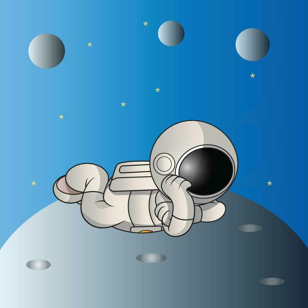 printan astronaut is dagdromen Aan de maan vector