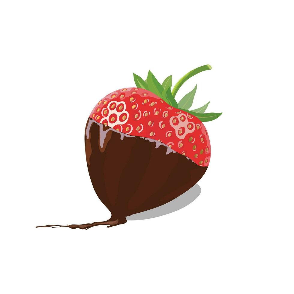 chocola gedoopt aardbei vector. chocola gedekt aardbei icoon. toetje concept. vector