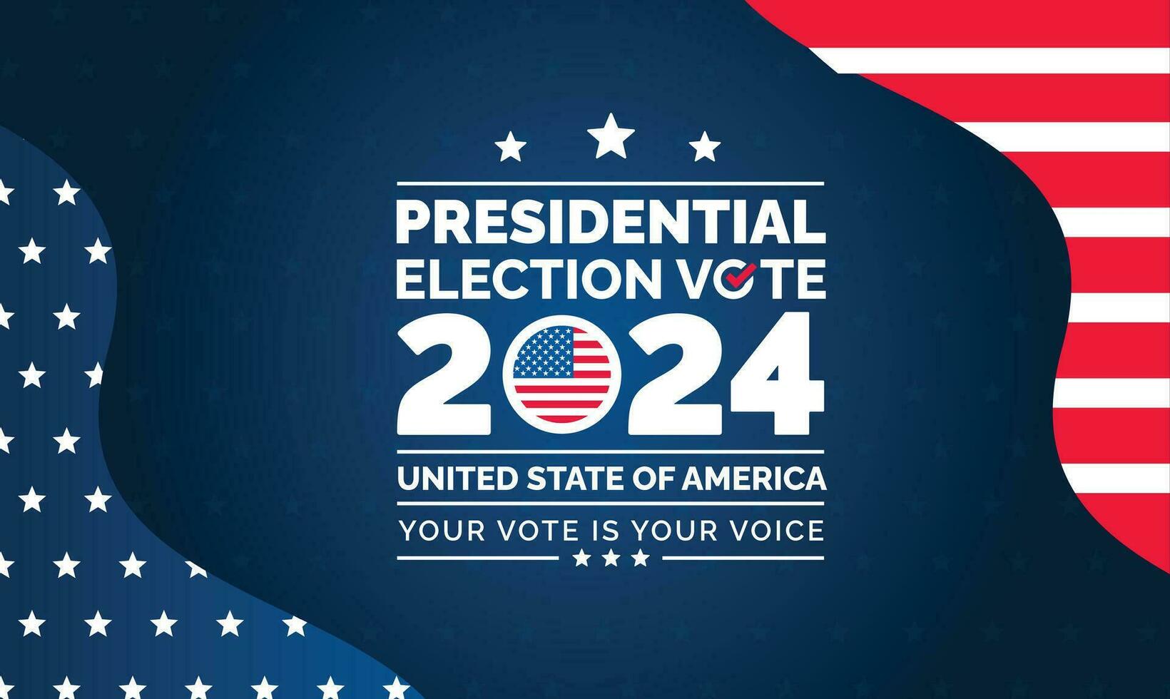 Verenigde Staten van Amerika 2024 presidentieel verkiezingen evenement banier, achtergrond, kaart, poster ontwerp. presidentieel verkiezingen 2024 banier met Amerikaans kleuren ontwerp en typografie. stemmen dag, november 5. ons verkiezing. vector