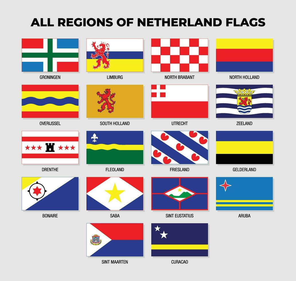 Nederland Regio's of staten vlaggen verzameling ontwerp sjabloon vector