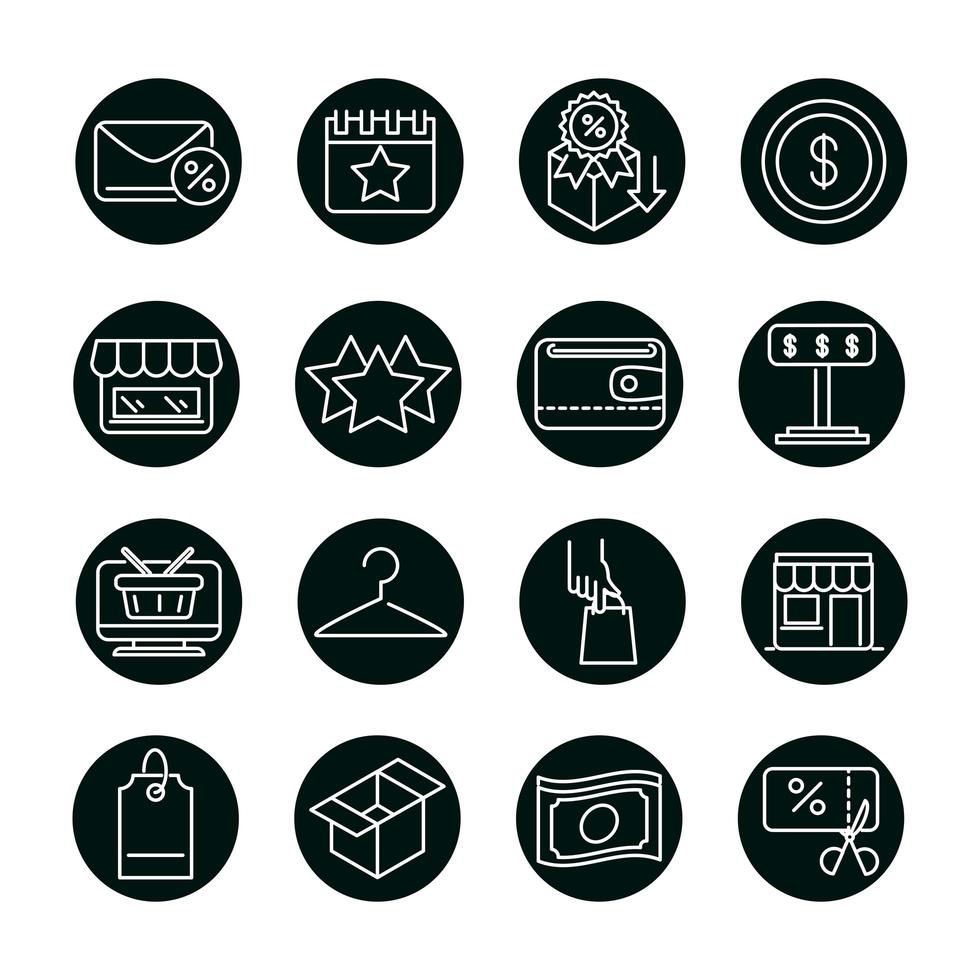 winkelblok en lijnstijl icon set vector design