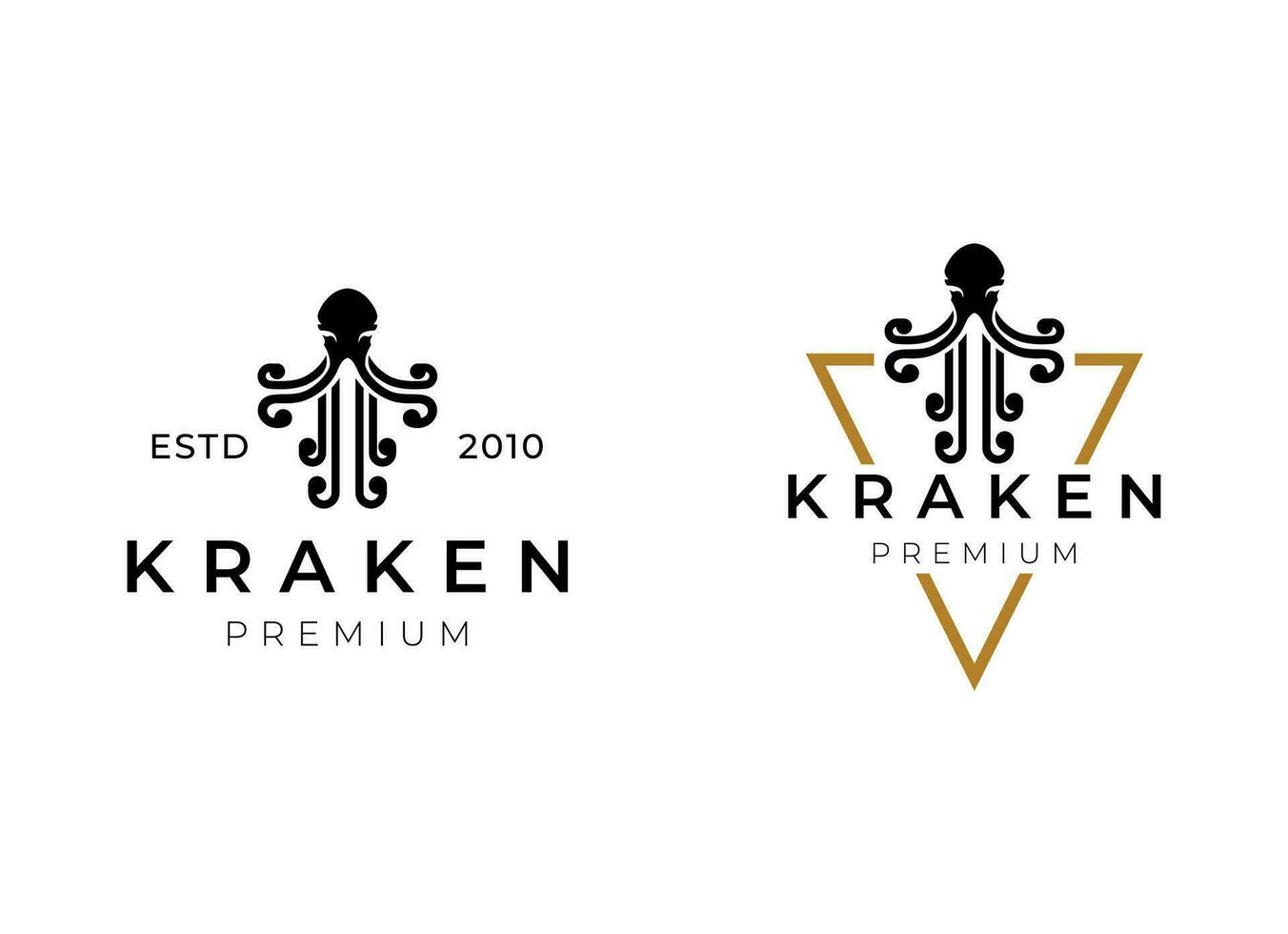 kraken Octopus drietand hipster wijnoogst logo vector icoon illustratie