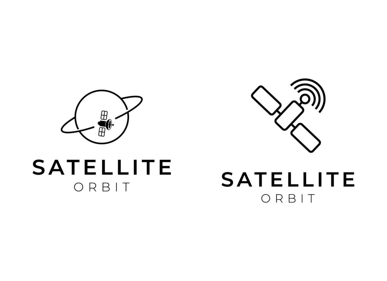 satelliet logo sjabloon. communicatie technologie logo concept voor satelliet vector