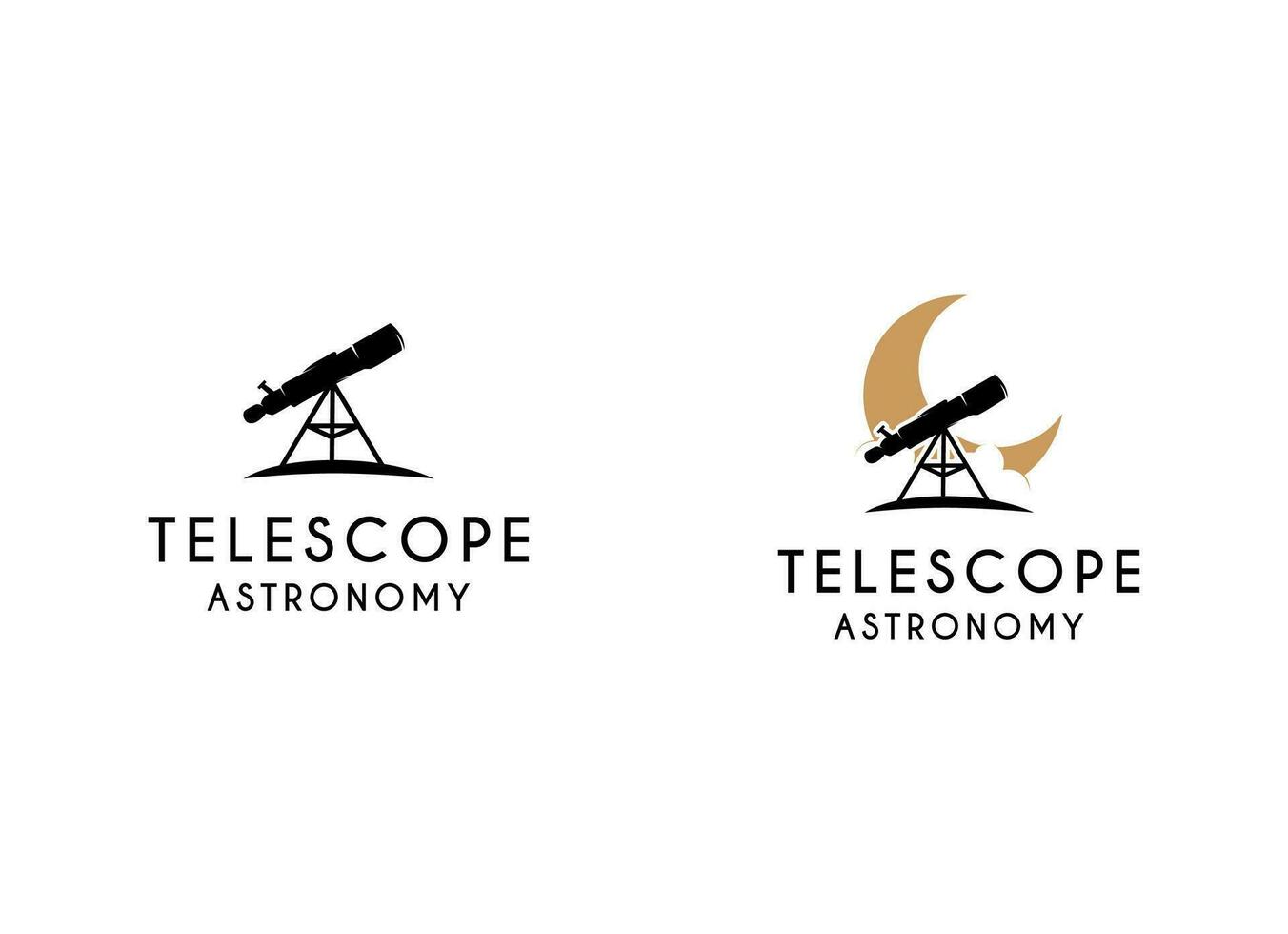 telescoop logo ontwerp. telescoop en maan logo ontwerp vector