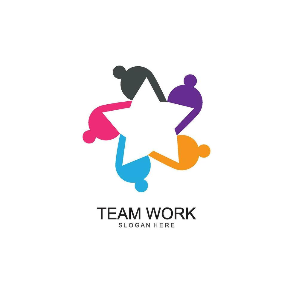 team werk logo ontwerp. samen. vector