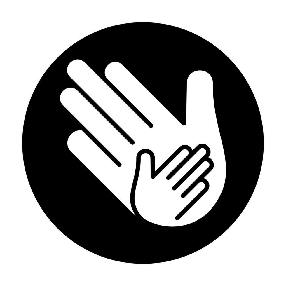 handen icoon logo gemeenschap zwart cirkel wit ontwerp vector