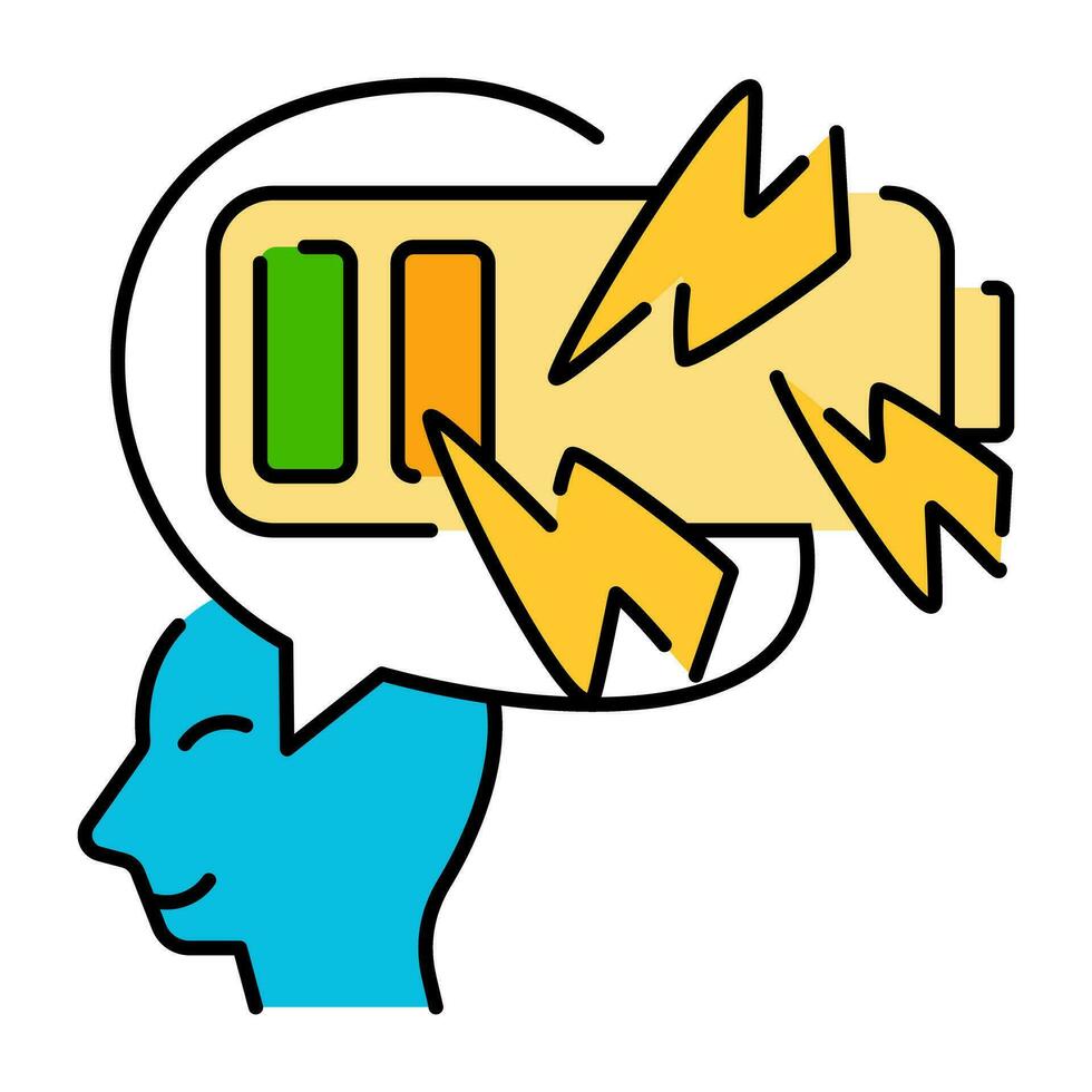 accu voor de helft energie humeur mentaal Gezondheid tekening icoon kleurrijk schets knop ontwerp vector