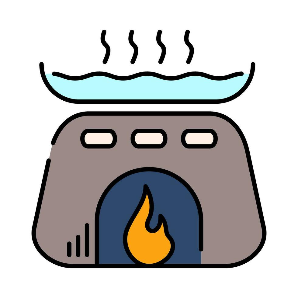 koken heet water in pan Aan fornuis kleurrijk schets icoon ontwerp vector