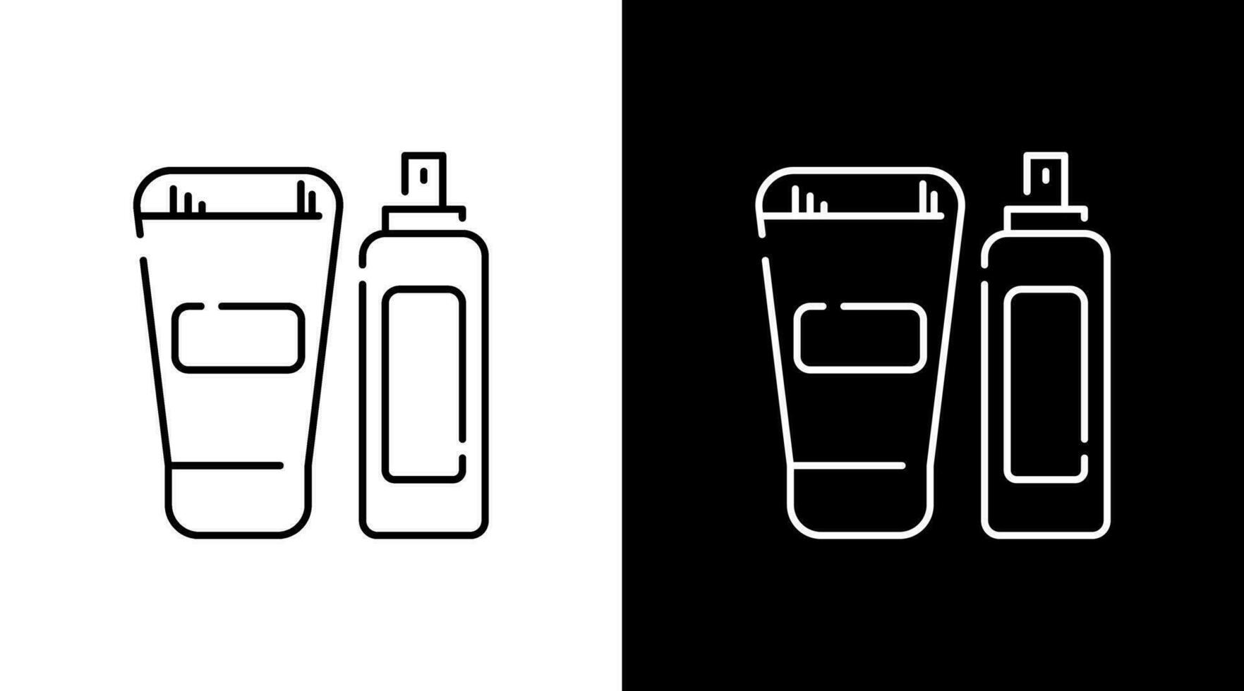 schoonheidsmiddelen lotion huid zorg fles schets icoon ontwerp zwart en wit vector