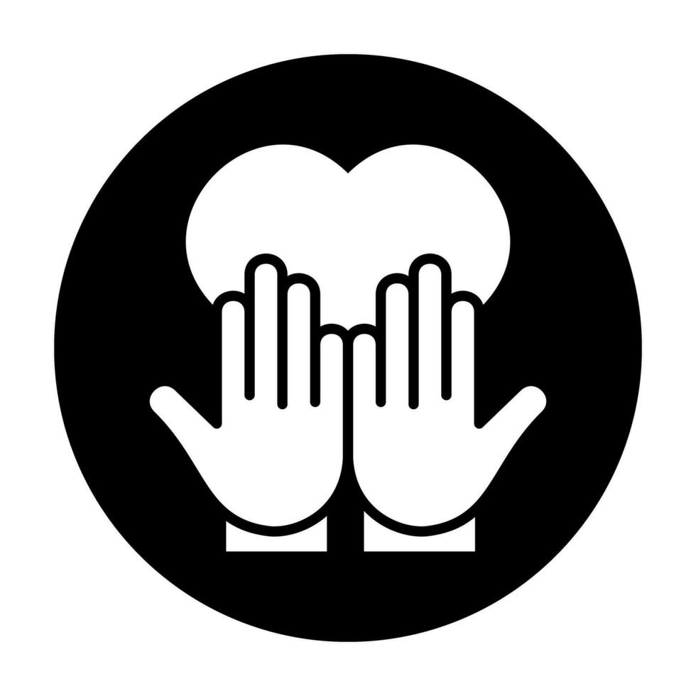 hand- liefde zorg icoon logo gemeenschap zwart cirkel wit ontwerp vector