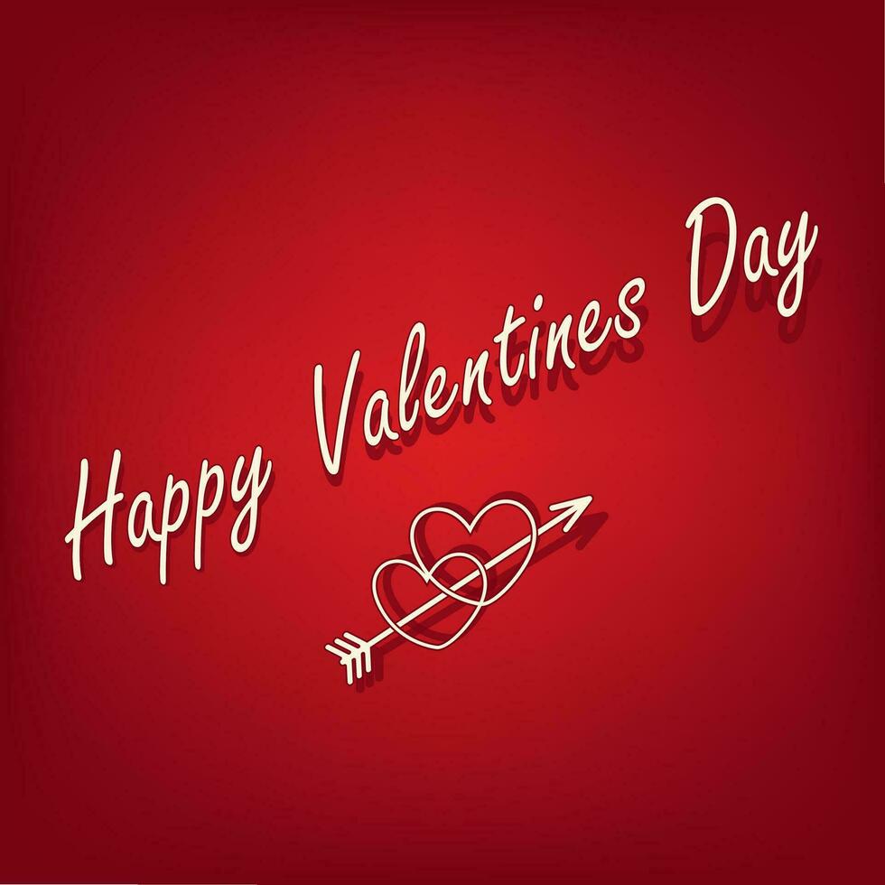 gelukkig valentijnsdag dag ontwerp met belettering, pijl en harten in modieus tinten rood. vector. eps vector