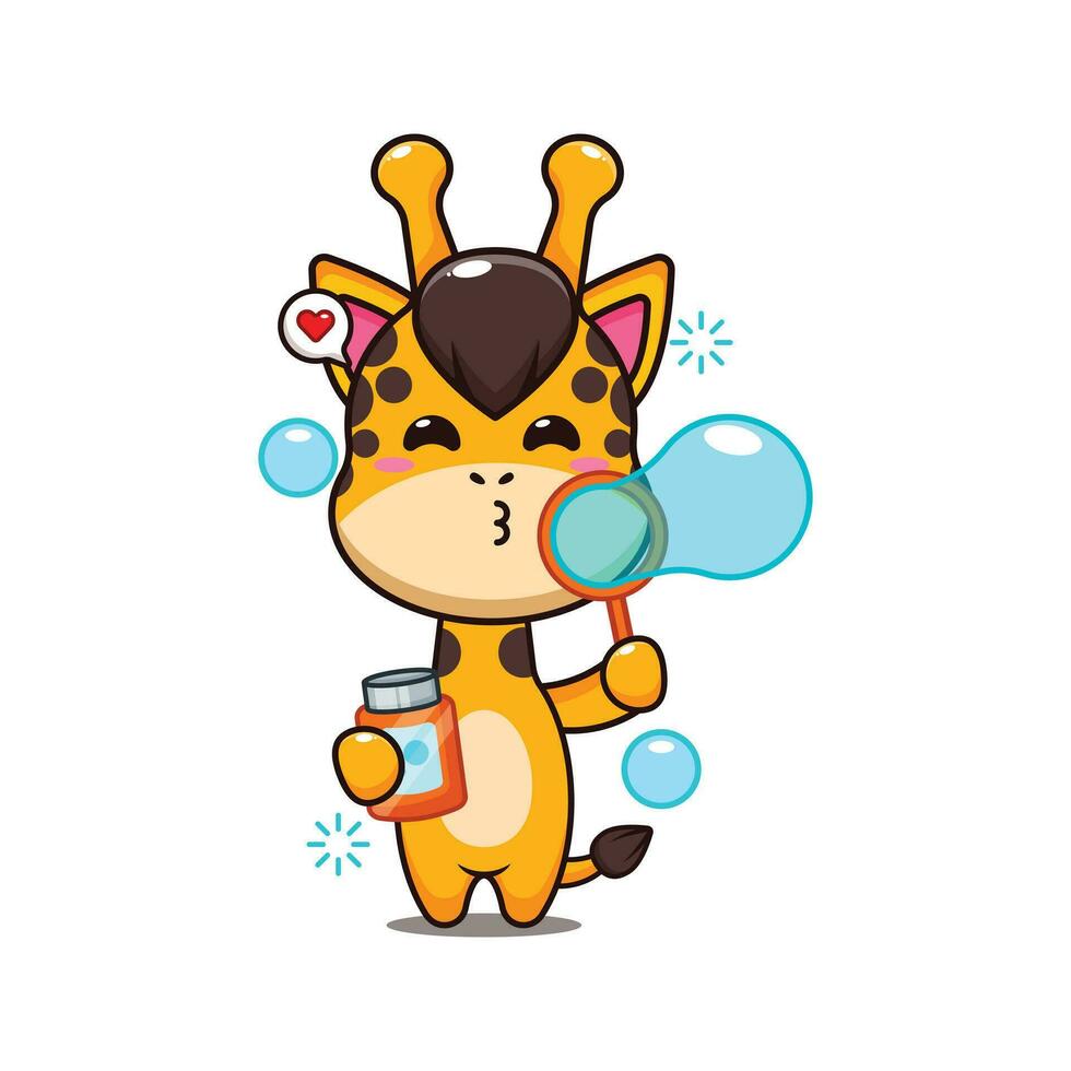 giraffe blazen bubbels tekenfilm vector illustratie.