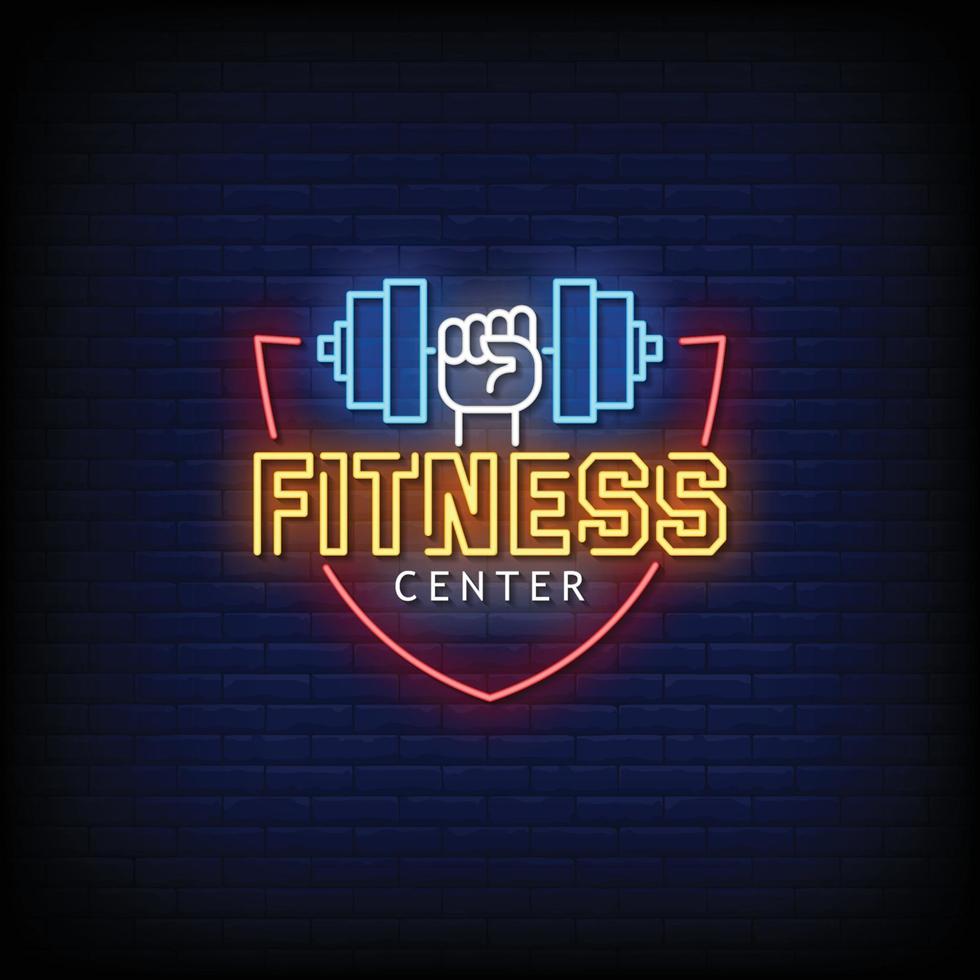 fitnesscentrum neonreclames stijl tekst vector